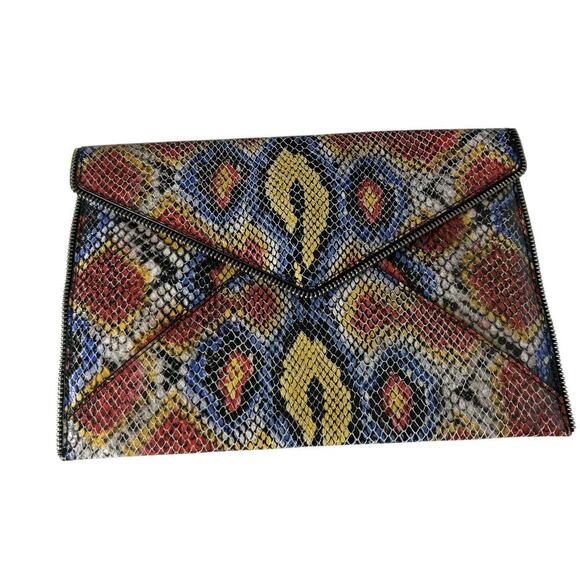 Rebecca Minkoff Leo Multi Colored Python Clutch - Picture 3 of 5